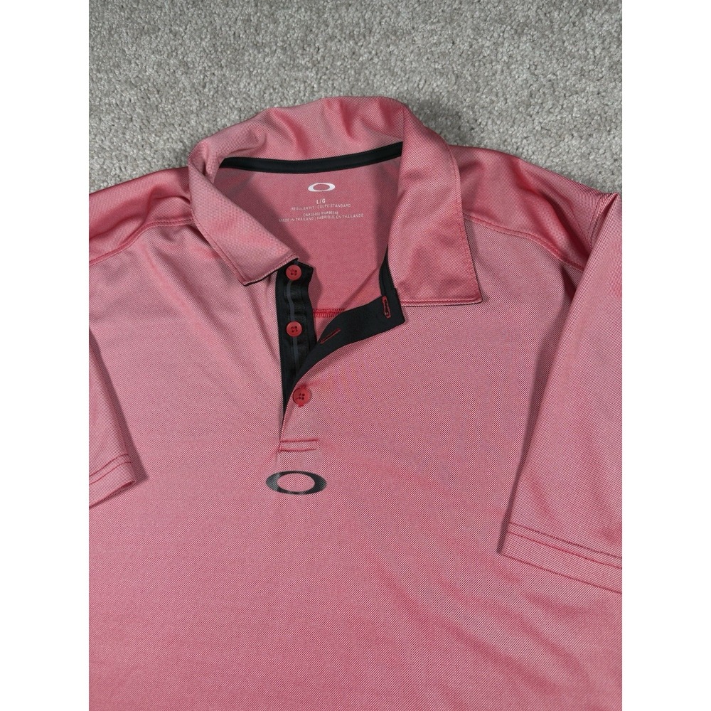 Oakley Golf Polo Shirt Mens Large L Pink Short Sleeve Performance Breathable OE